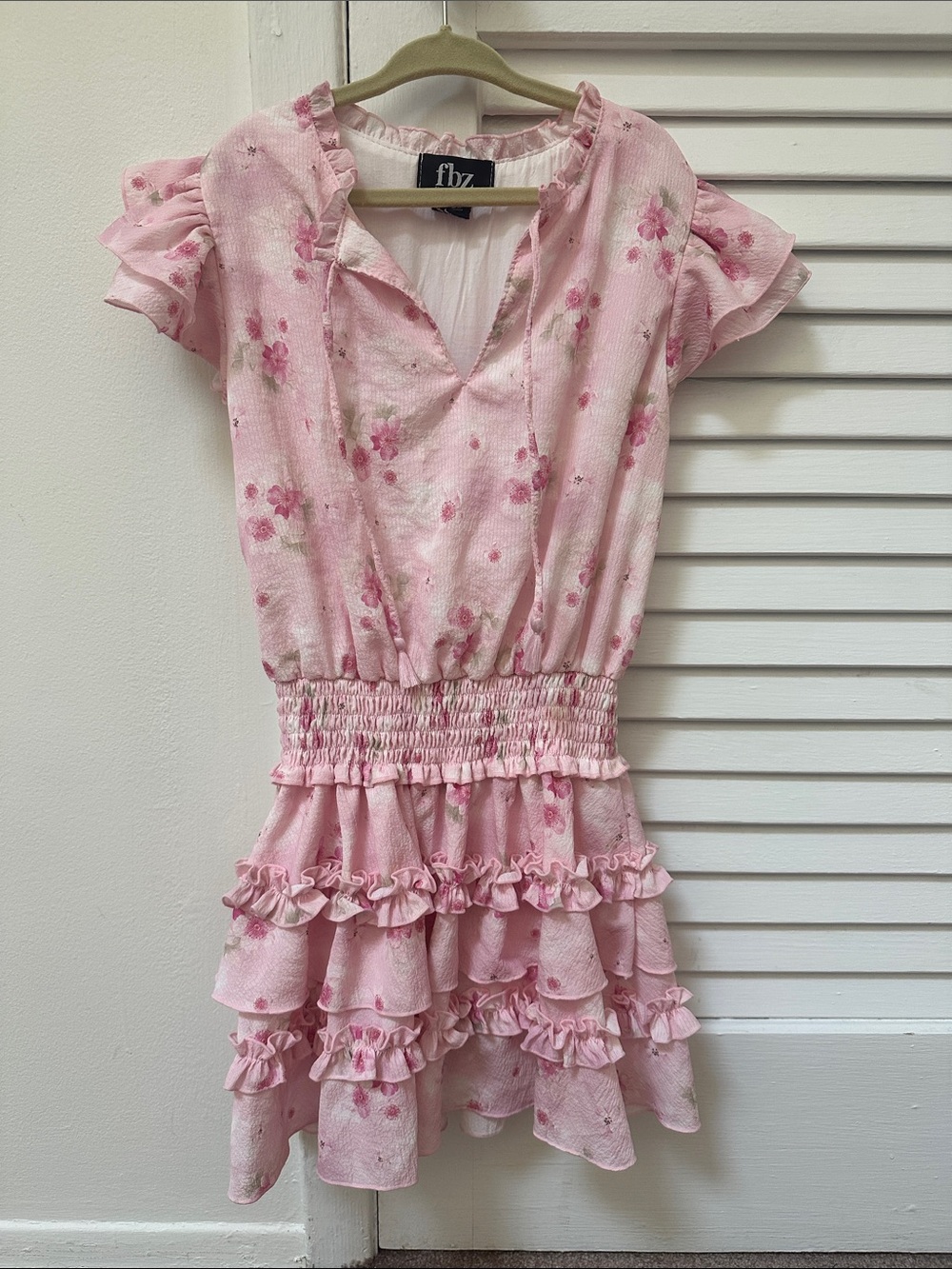 Flowers by Zoe Light Pink Floral Ruffle Tier Dress